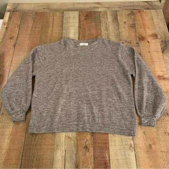 Zenana womens Gray knit crewneck sweater with balloon sleeves -xl - Picture 1 of 6